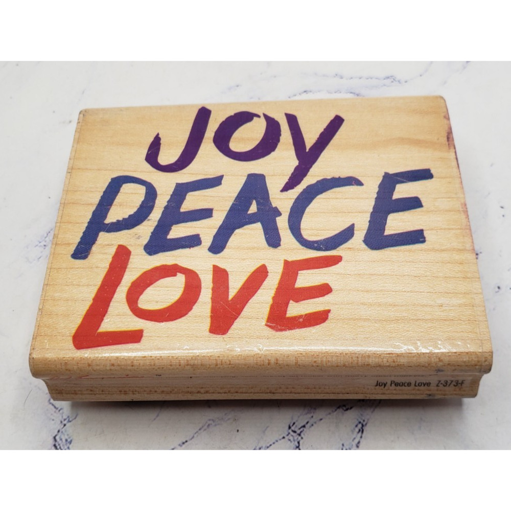 Rubber Stampede Posh Impressions Joy Peace Love Wood Mounted Rubber Stamp